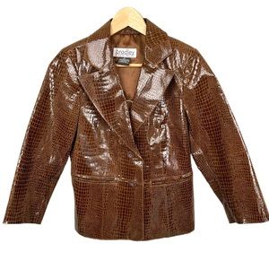 Bradley Bayou Shiny Leather Blazer Jacket Size XS